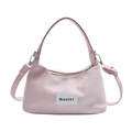 Pink suede underarm bag with MJJI37 leather label and adjustable crossbody strap - Pink Without Pendant