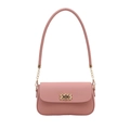 Bolso bandolera rosa de cuero sintético con cierre de giro dorado y correa de cadena - Rosa