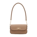 Elegante bolso bandolera de ecocuero caqui con hebilla de metal dorado y correa de cadena - Caqui