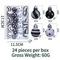24PCS 3cm black and white mini Christmas balls with stripes and polka dots pattern - Small Style / Painted Black