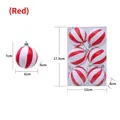 Set de 6 bolas de Navidad con rayas en espiral rojas y blancas para decorar el árbol - Estilo Rayas Rojas Y Blancas / Rojo