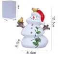 Weihnachts-Schneemann-Resinfigur mit Vogeldetails und Verpackungsabmessungen - Roter Hut Zweig Schneemann