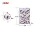 Set de 6 bolas de Navidad a rayas oro y blanco con textura en espiral para el árbol - Estilo de Rayas Blancas Y Doradas / Dorado
