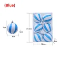 Set de 6 bolas de Navidad con rayas azules y blancas con cuerdas para colgar - Raya Azul Blanca / Azul