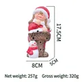 Christmas ceramic girl figurine with Welcome sign and snowman, red festive holiday decor - Christmas Girl (5225A)