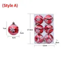 Bolas de Navidad rojas de 6cm con copos de nieve en caja transparente de 6 piezas - Estilo Copo de Nieve con Encaje Rojo