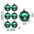 Set di 6 palline di Natale verdi con fiocchi di neve bianchi e ganci dorati - Albero Verde Fiocco di Neve / 6cm