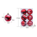 Set de 6 bolas de Navidad rojas brillantes con lema HO HO HO y diseño de cinturón - Estilo Letra HO