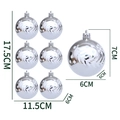 Set di 6 palline di Natale argento da 6cm con fiocchi di neve bianchi dipinti a mano - Salice Argento Fiocco di Neve / 6cm