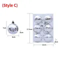 Juego de 6 bolas de Navidad plateadas con copos de nieve blancos para decoración - Estilo Copo de Nieve con Encaje Plateado