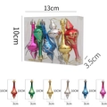 Set of 6 colorful teardrop Christmas ornaments with glitter patterns and dimensions - Spindle Gourd Style / Colorful