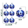 Palle di Natale blu con fiocchi di neve bianchi in set da 6 per decorazioni - Fiocco di Neve Blu Bianco / 6cm