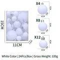 Lot de 24 boules de Noël blanches en tailles 3cm, 4cm et 6cm pour décoration de sapin - Blanc 24 Pièces