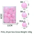 Lot de 24 boules de Noël roses de tailles assorties 6cm, 4cm, 3cm avec finition brillante - Rose 24 Pièces