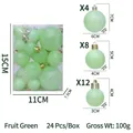 Coffret de 24 boules de Noël vert fruit de différentes tailles avec fini brillant - Vert Fruit 24 Pièces