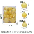 Coffret de 24 boules de Noël jaunes style macaron en tailles assorties - Jaune 24 Pièces