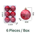 Pack de 6 bolas de Navidad rojas mate con estrellas blancas en caja de regalo de 17,5 cm - Estrellas de Barra Blanca Roja