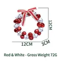 Christmas wreath with red and white metal bells and a striped bow ornament - Red & White