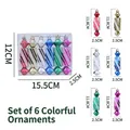 Set di 6 decorazioni natalizie a forma di caramelle colorate con finiture lucide miste - Colorato