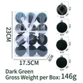 Set of 12 dark green flocked Christmas balls with multiple textures in a gift box - Dark Green (SL0201)