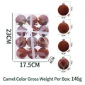 12-pack camel flocked Christmas ball ornaments with mixed textures and size markings - Camel (SL0201)