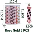 Set di 6 decorazioni natalizie a forma di caramella oro rosa con strisce di glitter - Oro rosa