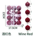Set de 12 bolas de Navidad flocadas burdeos con texturas geométricas de terciopelo - Rojo Vino (SL0202)