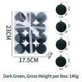 Set de 12 bolas de Navidad flocadas verde oscuro en caja de regalo transparente - Verde Oscuro (SL0202)