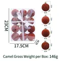 Set de 12 bolas de Navidad flocadas color camello con texturas y caja con cinta - Camel (SL0202)