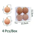 Pink orange Christmas ball set with gold glitter lines, pack of 4 with clear box - 6cm (Set of 4) / Flocked Wired Pumpkin Style / Champagne