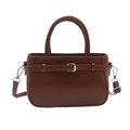 Borsa a tracolla chic in ecopelle marrone scuro con fibbia e tracolla regolabile - Cuoio