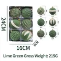 Set di 6 palline di Natale da 8 cm verde frutta con diverse texture glitterate - Pallina Fioccata Verde Frutta Con Strass
