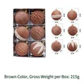 Set 6 palline di Natale marroni 8cm floccate con paillettes bianche e perle - Pallina Fioccata Marrone Con Strass