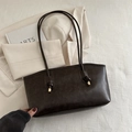 Vintage dark coffee leather tote bag with unique knot detail and gold metal accents - Coffee without Pendant