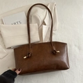Retro brown leather tote bag with knotted cord details and stylish gold metal accents - Brown No Pendant