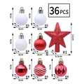 Set de 36 piezas de bolas de Navidad rojas y blancas con una estrella decorativa para el árbol - Rojo