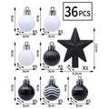 Set de 36 bolas de Navidad en blanco y negro con estrella de purpurina y texturas mixtas - Negro