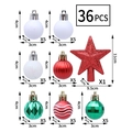 36-piece red and green Christmas ball ornament set with star topper in assorted finishes - Red and Green