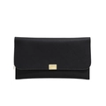 Sac à bandoulière classique en cuir Saffiano noir avec boucle métallique dorée élégante - Noir
