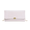 Petit sac à bandoulière carré chic crème avec texture croisée et chaîne dorée - Blanc