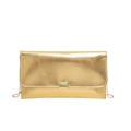 Sac pochette doré métallisé avec texture croisée et fine bandoulière en chaîne - Doré