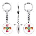 Ukraine military crest keychain with trident badge and purple cross on zinc alloy charm - Military Saber Trident Style (XSWX4483-10)