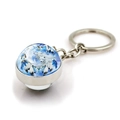 Wolf dreamcatcher double-sided glass dome keychain with starry blue sky and silver ring - Double White Wolf Starry Sky Style (XSWX2234-5)