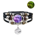 Luminous Aquarius constellation leather bracelet with multi-layer braided straps - Aquarius