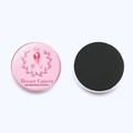 Pink ribbon breast cancer awareness magnet with crown design, front and back view - Awareness Month Crown Style (JY007300-2)
