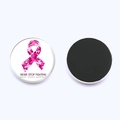 Pink ribbon breast cancer awareness magnet with camo pattern and black magnetic back - Pink Camo Ribbon Style (JY007300-3)