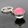 Breast cancer awareness keychain featuring a pink ribbon icon in a glass ball pendant - October Breast Cancer Awareness Month (JY007298-6)