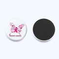 Pink ribbon breast cancer awareness magnet with floral butterfly design and magnetic back - Butterfly Floral Thanks For Support Style (JY007300-7)