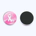 Pink ribbon breast cancer awareness magnet with rose design and black magnetic backing - Rose Ribbon Painting Style (JY007300-9)