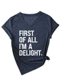 Detail of V-neck navy t-shirt featuring knotted hem and white vintage graphic print - Navy (White Print)